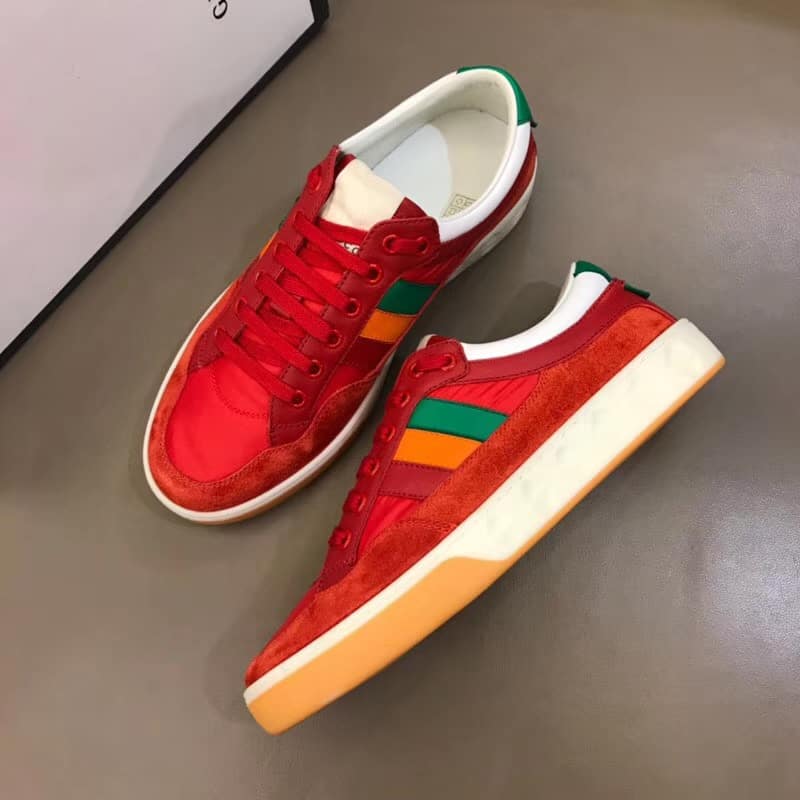 GUCCI MEN'S RED LEATHER AND NYLON SNEAKERS - GC62 - RepGod
