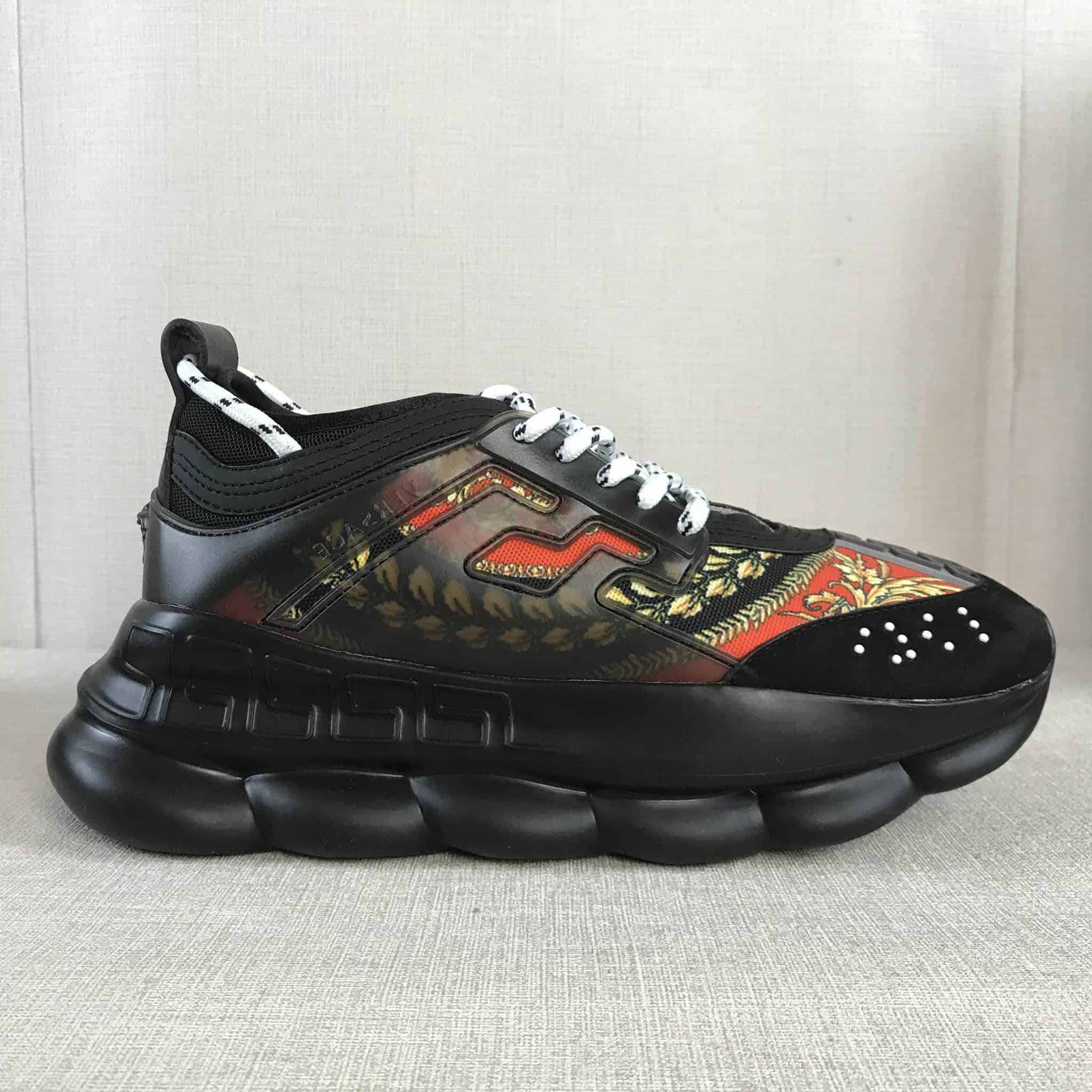 VERSACE BLACK RED AND MULTICOLOURED CHAIN REACTION SNEAKERS - VS18 - RepGod