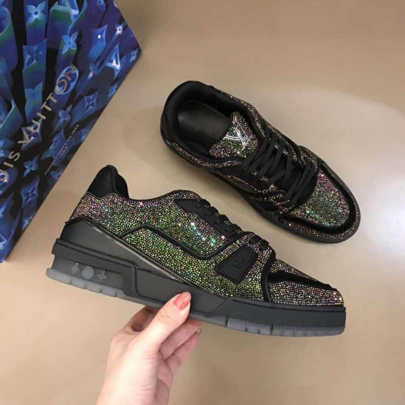 LOUIS VUITTON GLITTER SNEAEKERS BLACK TRAINER LV223 RepGod