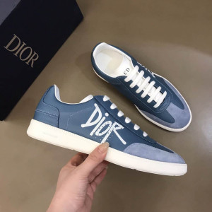 DIOR B01 SNEAKER BLUE SMOOTH CALFSKIN AND SUEDE WITH DIOR AND SHAWN SIGNATURE - CD57