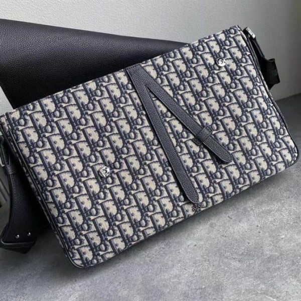BEIGE AND BLACK DIOR OBLIQUE JACQUARD AND BLACK GRAINED CALFSKIN