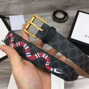 GUCCI LEATHER BELT WITH KINGSNAKE - B41