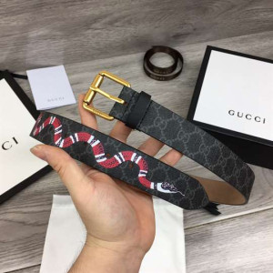 GUCCI LEATHER BELT WITH KINGSNAKE - B41