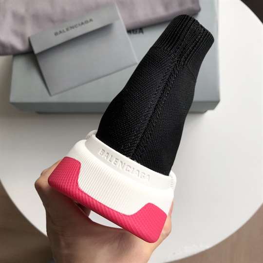 BALENCIAGA SPEED 2.0 SNEAKER IN BLACK, WHITE AND RED RECYCLED KNIT - BB144
