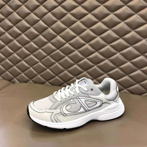 DIOR B30 SNEAKERS GRAY MESH AND WHITE TECHNICAL FABRIC - CD85