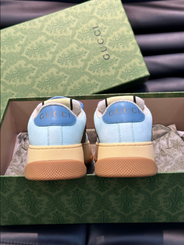 GUCCI SCREENER TRAINER SNEAKERS CAMEL AND EBONY GG CANVAS – GC169
