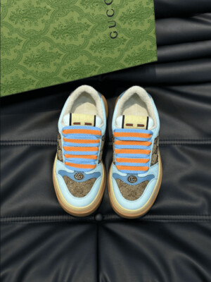 GUCCI SCREENER TRAINER SNEAKERS CAMEL AND EBONY GG CANVAS – GC169