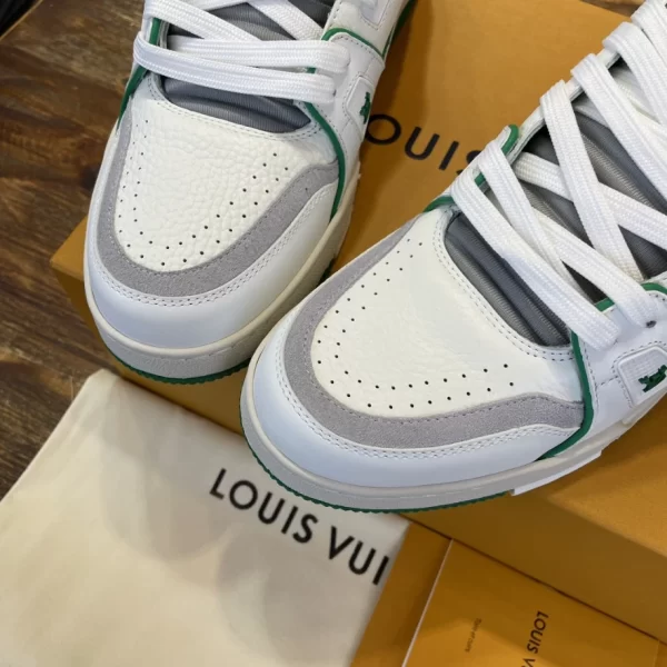 LOUIS VUITTON LV TRAINER SNEAKERS IN WHITE AND GREEN – LSVT355