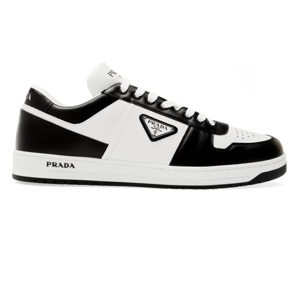 DOWNTOWN LEATHER SNEAKERS IN WHITE AND LACQUER BLACK- PRD008