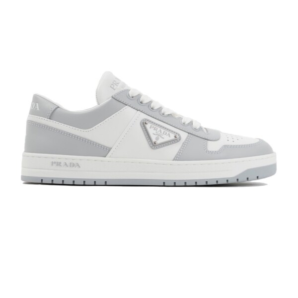 DOWNTOWN LEATHER SNEAKERS IN WHITE AND LACQUER GRAY - PRD009