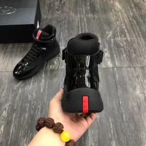 PRADA AMERICA'S CUP HIGH-TOP SNEAKERS IN BLACK - PRD021