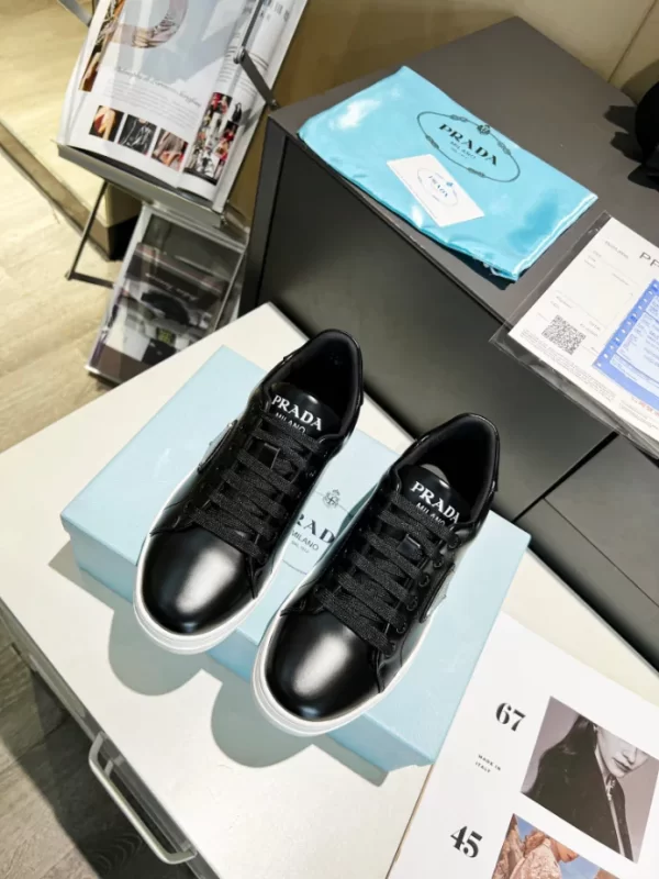 PRADA DOWNTOWN BRUSHED LEATHER SNEAKERS - PRD036