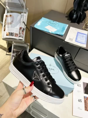 PRADA DOWNTOWN BRUSHED LEATHER SNEAKERS - PRD036