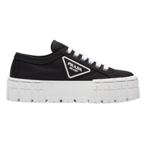 PRADA DOUBLE WHEEL RE-NYLON GABARDINE SNEAKERS BLACK - PRD086