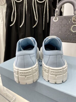 PRADA DOUBLE WHEEL RE-NYLON GABARDINE SNEAKERS LIGHT BLUE - PRD085