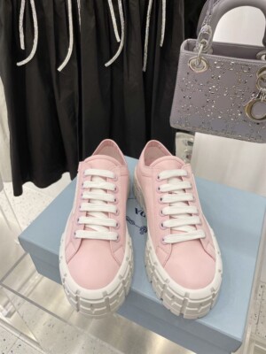 PRADA DOUBLE WHEEL RE-NYLON GABARDINE SNEAKERS PINK - PRD084