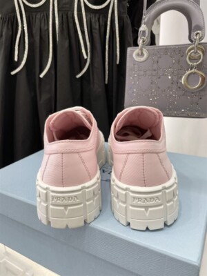 PRADA DOUBLE WHEEL RE-NYLON GABARDINE SNEAKERS PINK - PRD084