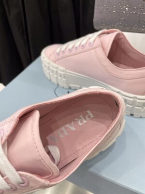 PRADA DOUBLE WHEEL RE-NYLON GABARDINE SNEAKERS PINK - PRD084