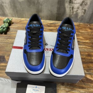 PRADA DOWNTOWN LEATHER SNEAKERS BLUE - PRD094