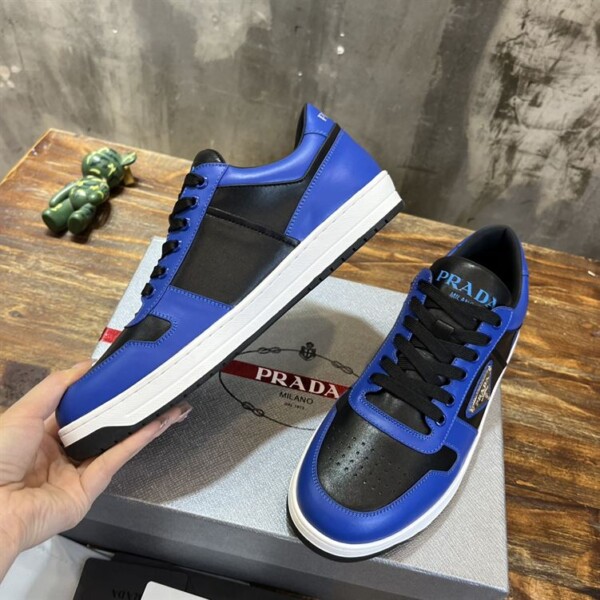 PRADA DOWNTOWN LEATHER SNEAKERS BLUE - PRD094