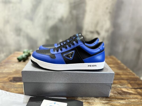 PRADA DOWNTOWN LEATHER SNEAKERS BLUE - PRD094