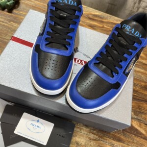 PRADA DOWNTOWN LEATHER SNEAKERS BLUE - PRD094