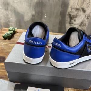 PRADA DOWNTOWN LEATHER SNEAKERS BLUE - PRD094