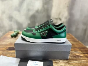 PRADA DOWNTOWN LEATHER SNEAKERS GREEN - PRD092