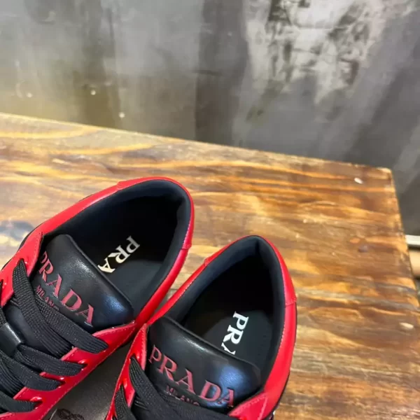 PRADA DOWNTOWN LEATHER SNEAKERS RED - PRD093