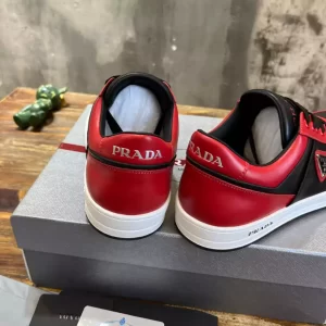 PRADA DOWNTOWN LEATHER SNEAKERS RED - PRD093