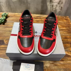 PRADA DOWNTOWN LEATHER SNEAKERS RED - PRD093