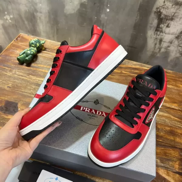 PRADA DOWNTOWN LEATHER SNEAKERS RED - PRD093