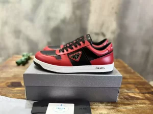 PRADA DOWNTOWN LEATHER SNEAKERS RED - PRD093