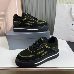 PRADA MACRO RE-NYLON AND BRUSHED LEATHER SNEAKERS - PRD060