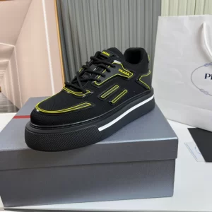 PRADA MACRO RE-NYLON AND BRUSHED LEATHER SNEAKERS - PRD060