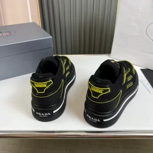 PRADA MACRO RE-NYLON AND BRUSHED LEATHER SNEAKERS - PRD060