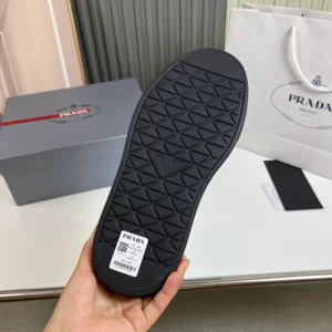 PRADA MACRO RE-NYLON AND BRUSHED LEATHER SNEAKERS - PRD060