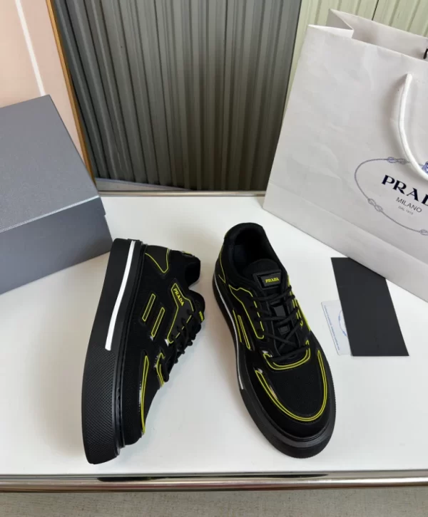 PRADA MACRO RE-NYLON AND BRUSHED LEATHER SNEAKERS - PRD060