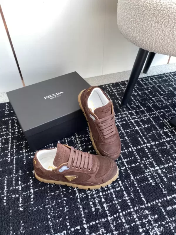 PRADA TRAIL FADED SUEDE SNEAKERS IN DARK BROWN- PRD079