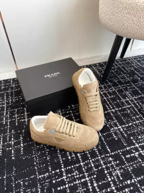 PRADA TRAIL FADED SUEDE SNEAKERS IN ECRU - PRD080