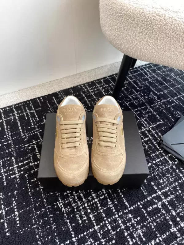 PRADA TRAIL FADED SUEDE SNEAKERS IN ECRU - PRD080