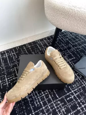 PRADA TRAIL FADED SUEDE SNEAKERS IN ECRU - PRD080