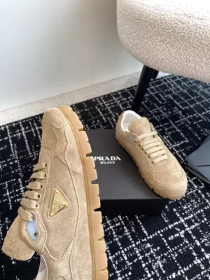 PRADA TRAIL FADED SUEDE SNEAKERS IN ECRU - PRD080