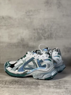 BALENCIAGA RUNNER SNEAKER IN WHITE, GREEN AND BLUE MESH AND NYLON - BB268