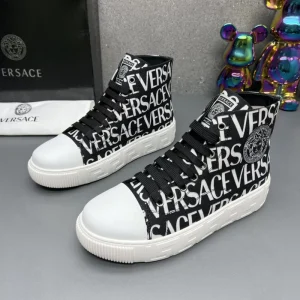 VERSACE LA GRECA LOGO PRINT HIGH TOP SNEAKER - VS66