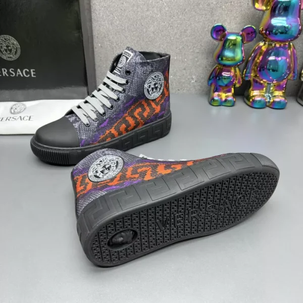 VERSACE SNAKESKIN EMBOSSED LEATHER HIGH TOP SNEAKERS - VS65