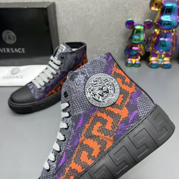 VERSACE SNAKESKIN EMBOSSED LEATHER HIGH TOP SNEAKERS - VS65