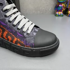 VERSACE SNAKESKIN EMBOSSED LEATHER HIGH TOP SNEAKERS - VS65