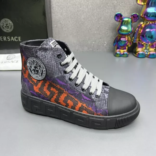 VERSACE SNAKESKIN EMBOSSED LEATHER HIGH TOP SNEAKERS - VS65