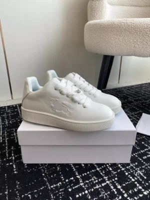 BURBERRY BOX LOGO-DEBOSSED LEATHER SNEAKERS - BBR096